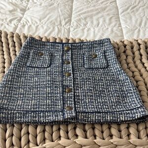 Marciano Navy Tweed Mini Skirt